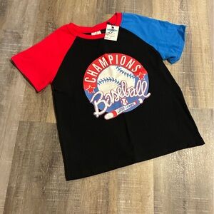 Kids Champions Baseball Tee - Black, Red, Blue
